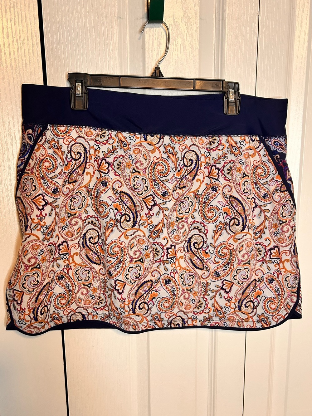 Land's End Skort Skirt Paisley Print Tennis Golf Activewear Swim Womens Size 16